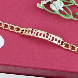 "Geometric Rose Gold Chain Bracelet with Crystal Detailing, XPBL0976